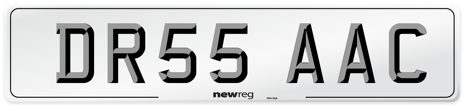 DR55 AAC Number Plate from New Reg